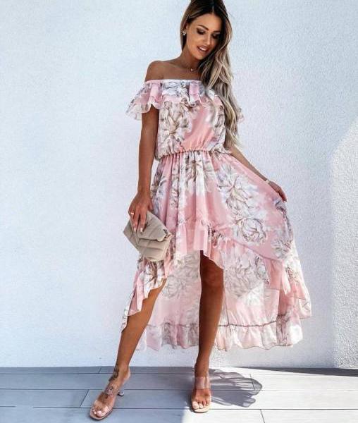 Stilinga rožinė vasarinė suknelė