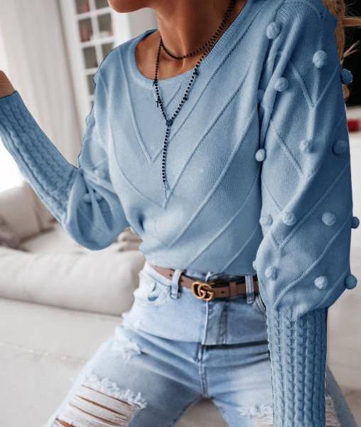 Šiltas mėlynos spalvos megztinis